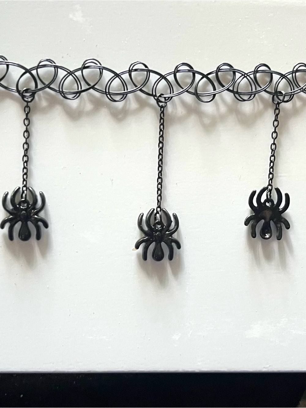 Black Spider Choker necklace with Dangling Spider Charms
